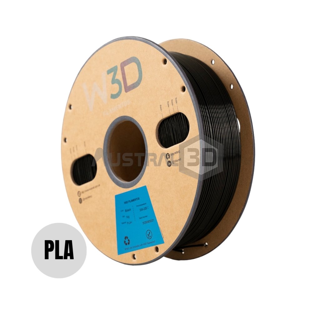 Filamento PLA+ W3D 1kg NEGRO