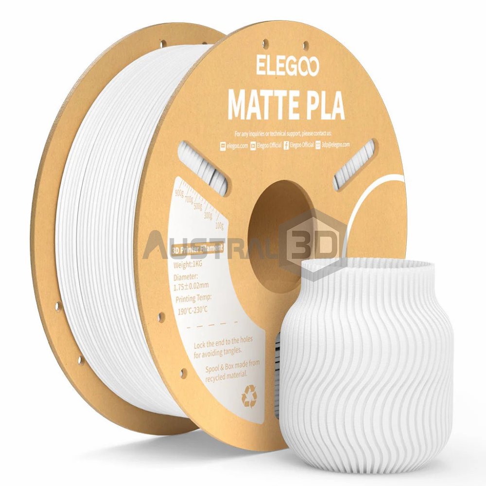 Filamento 3D ELEGOO PLA MATE 1kg 1.75mm BLANCO