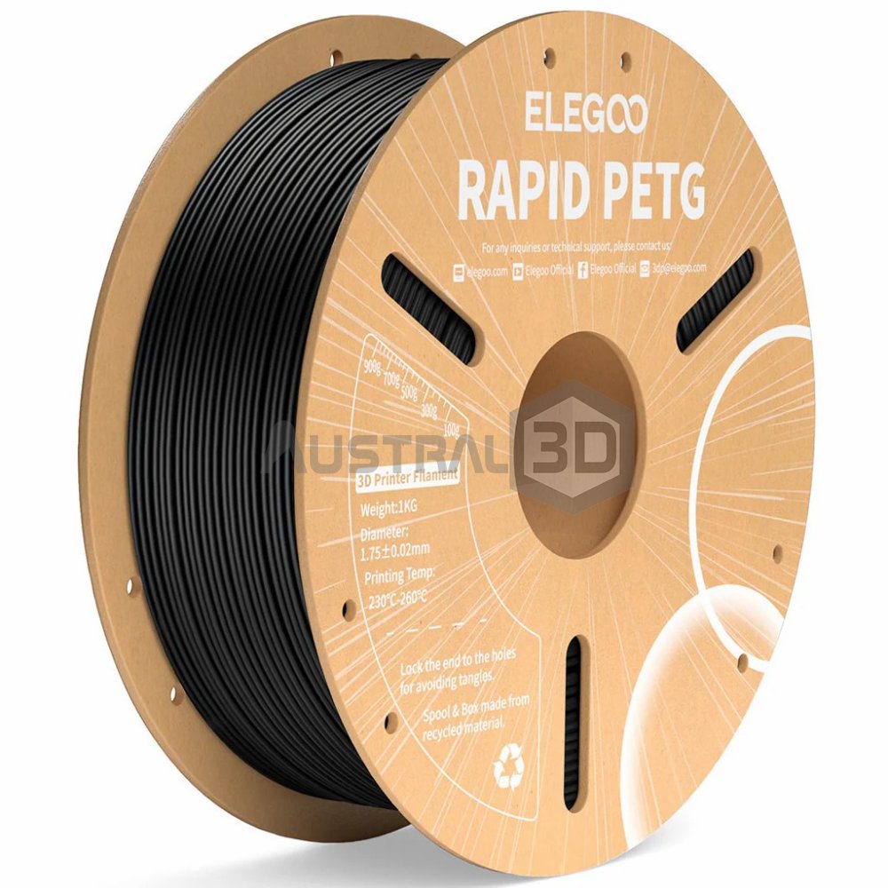 Filamento 3D ELEGOO Rápido 1kg 1.75mm 600mm/s PETG NEGRO