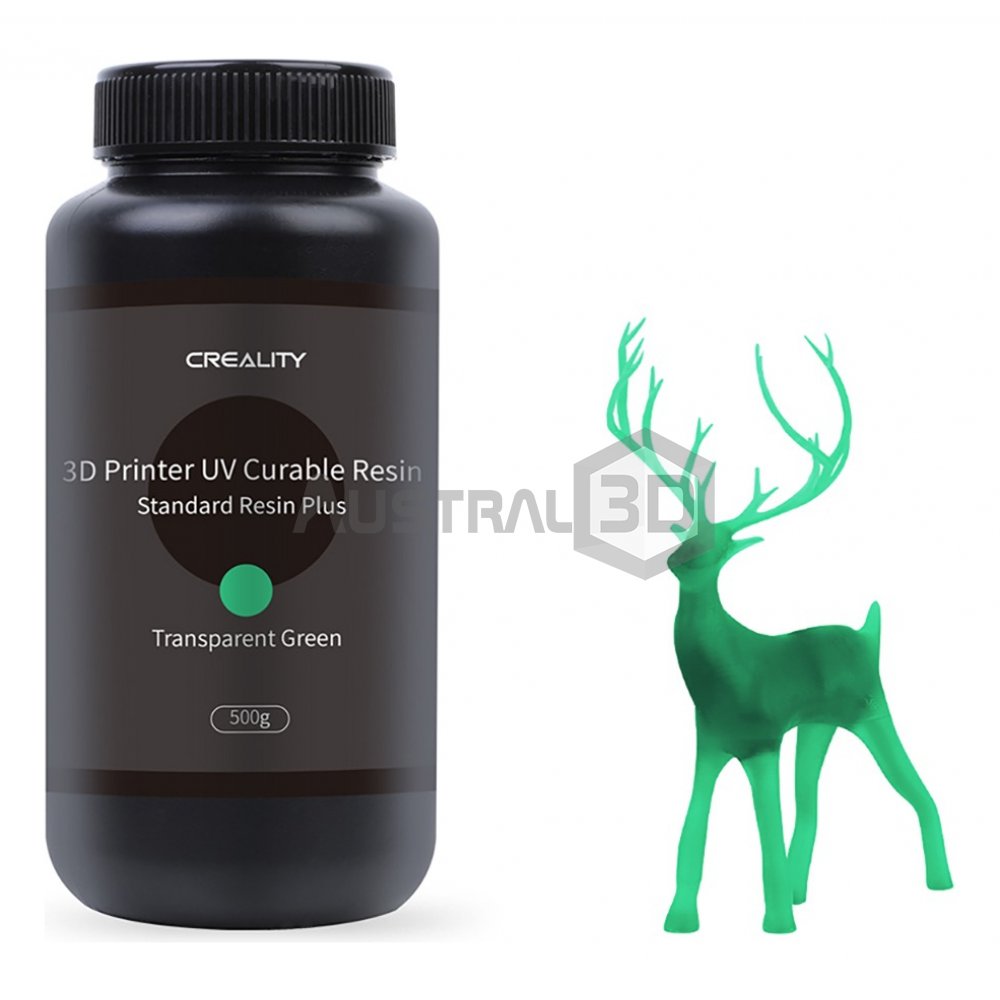 Resina Creality Dura VERDE TRANSPARENTE Plus 500g Botella Plastica