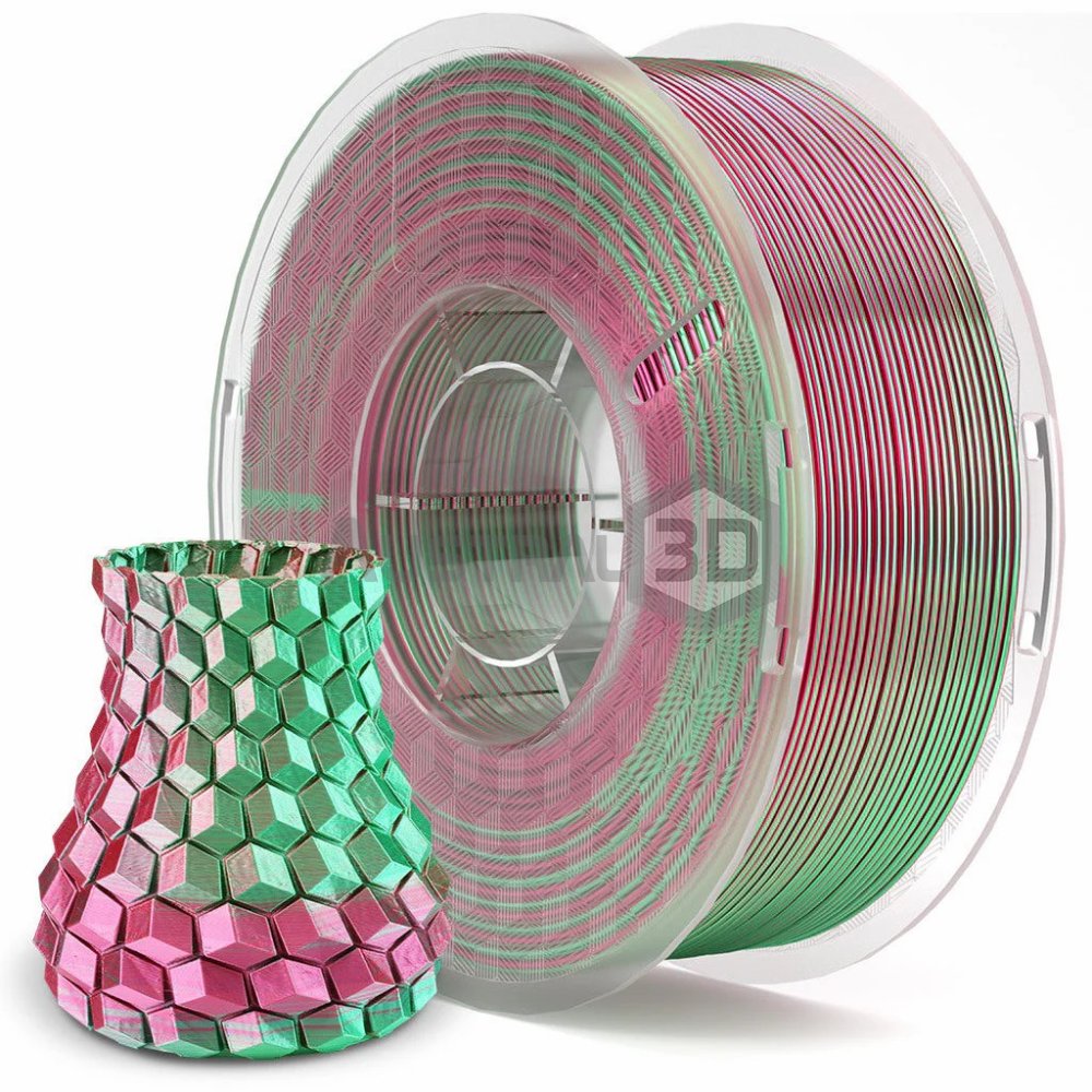 Filamento 3D ELEGOO PLA SILK 1.75mm 1kg VERDE ROJO