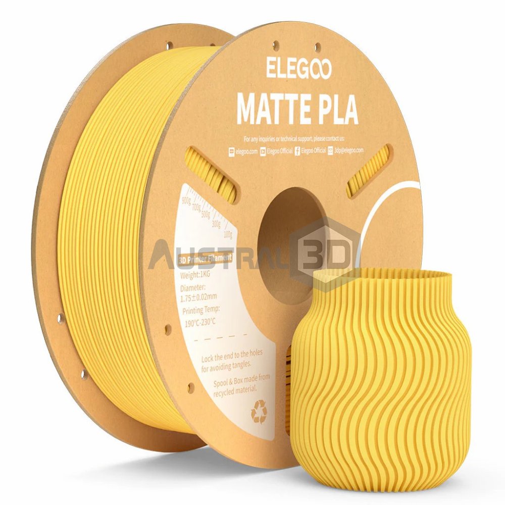 Filamento 3D ELEGOO PLA MATE 1kg 1.75mm AMARILLO SOLAR