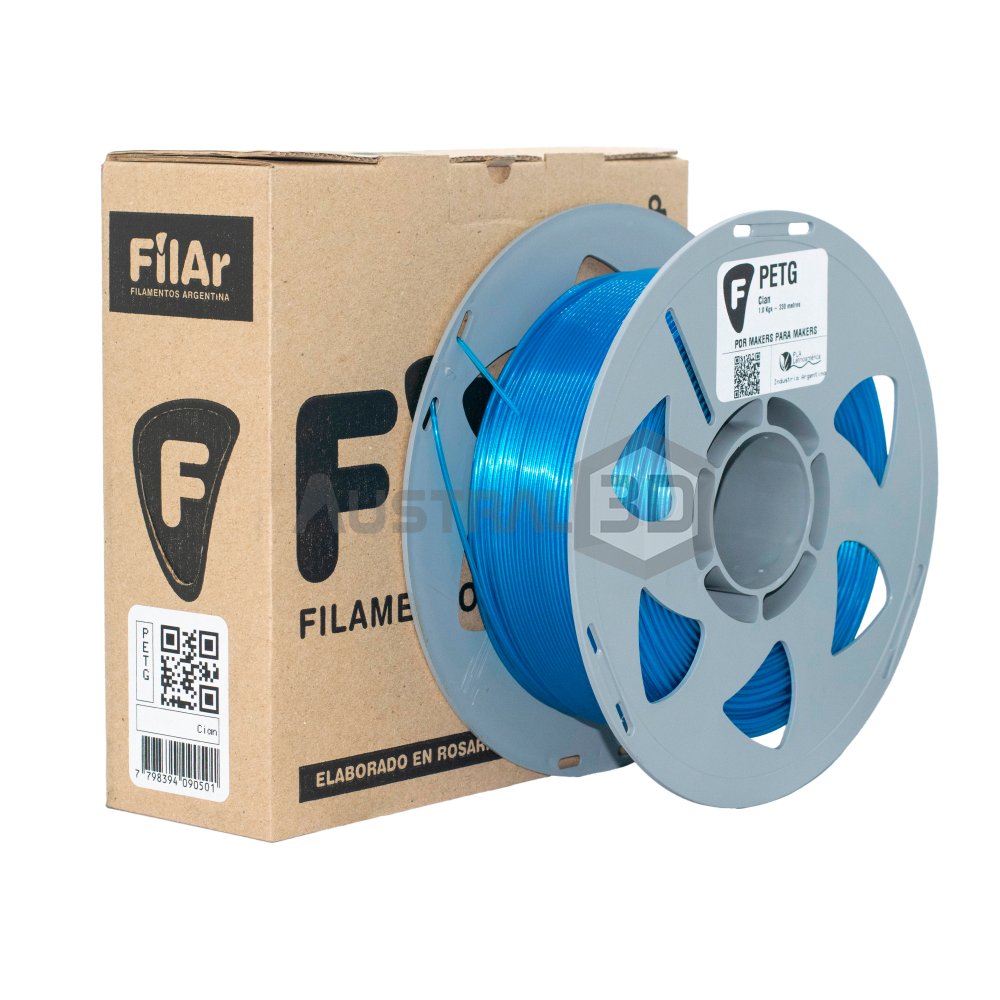 Filamento 3D PETG Filar 1.75Mm 1Kg CIAN