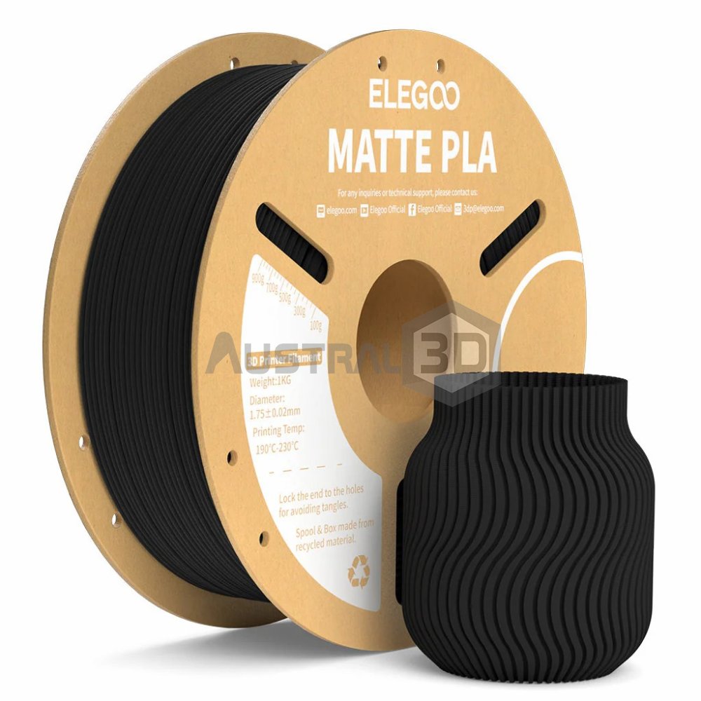 Filamento 3D ELEGOO PLA MATE 1kg 1.75mm NEGRO