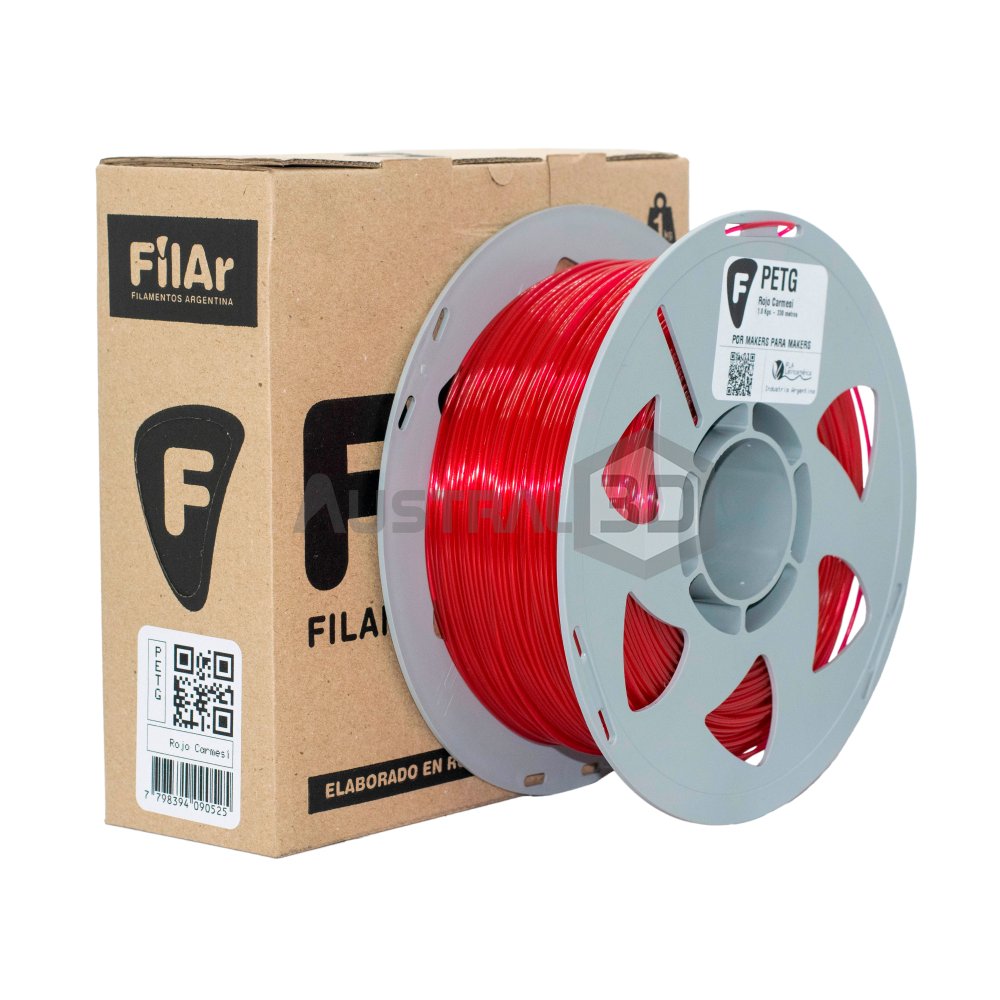 Filamento 3D PETG Filar 1.75Mm 1Kg ROJO CARMESI