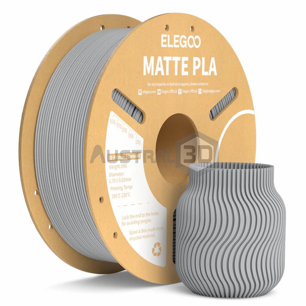 Filamento 3D ELEGOO PLA MATE 1kg 1.75mm GRIS PIZARRA
