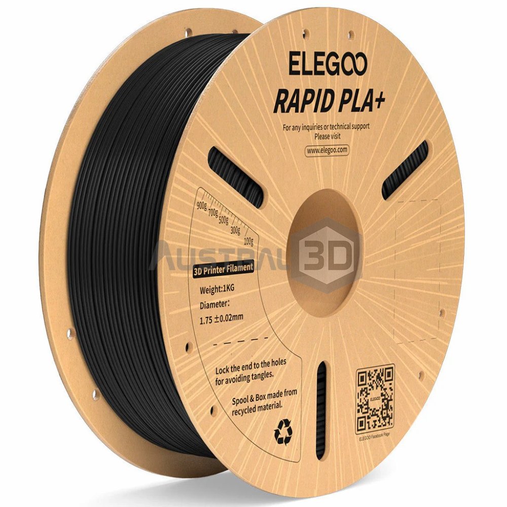 Filamento 3D ELEGOO Rápido PLA+ 1kg 1.75mm 600mm/s NEGRO