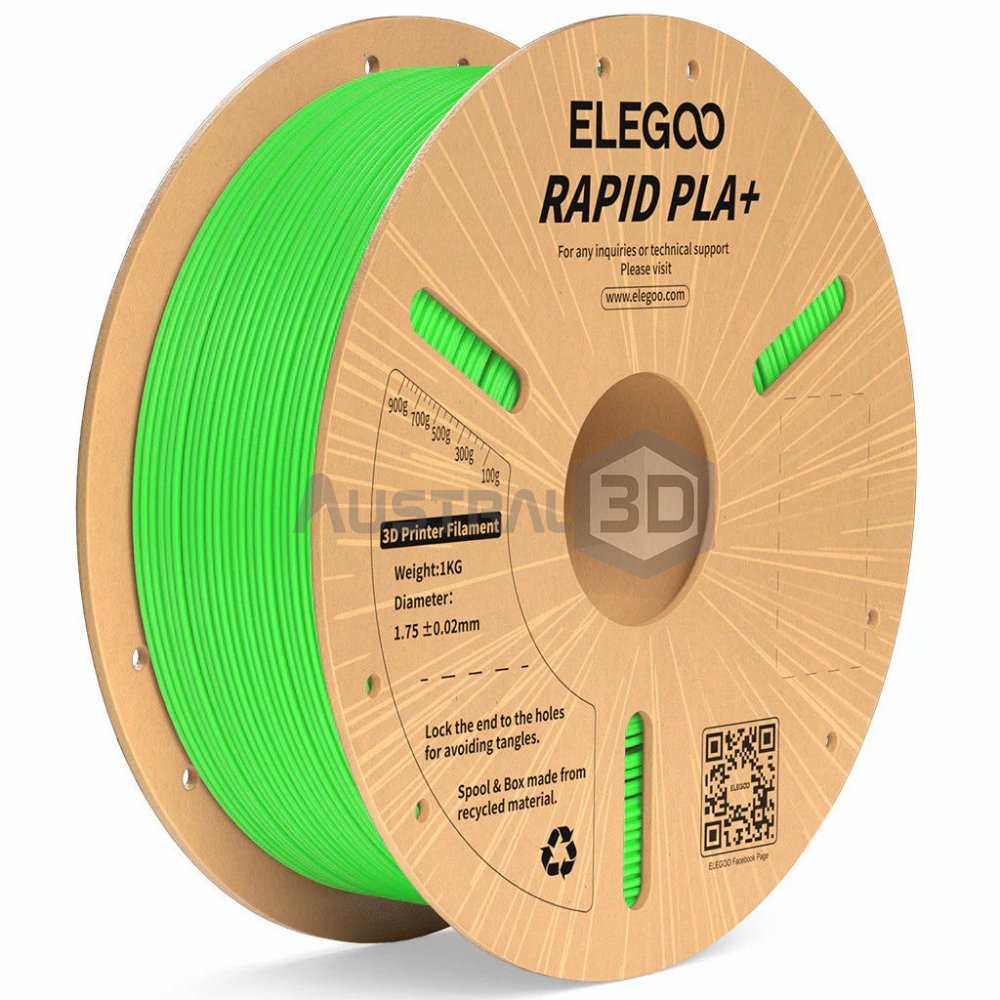 Filamento 3D ELEGOO Rápido PLA+ 1kg 1.75mm 600mm/s VERDE