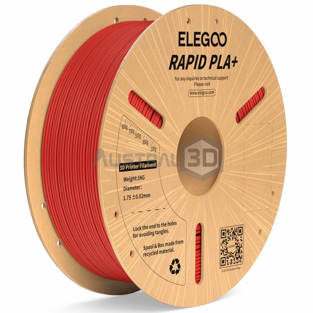Filamento 3D ELEGOO Rápido PLA+ 1kg 1.75mm 600mm/s ROJO