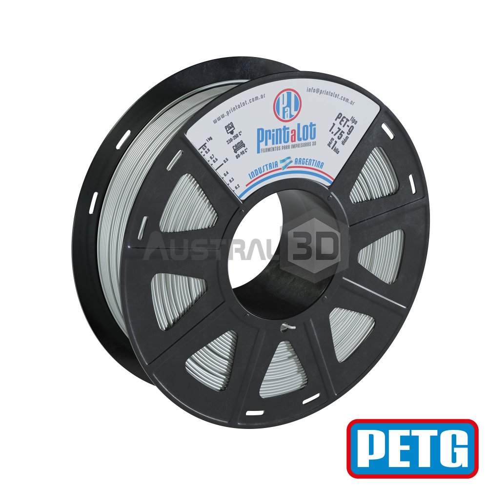 Filamento 3D PETG Printalot 1.75Mm 1Kg PLATA Metalizado