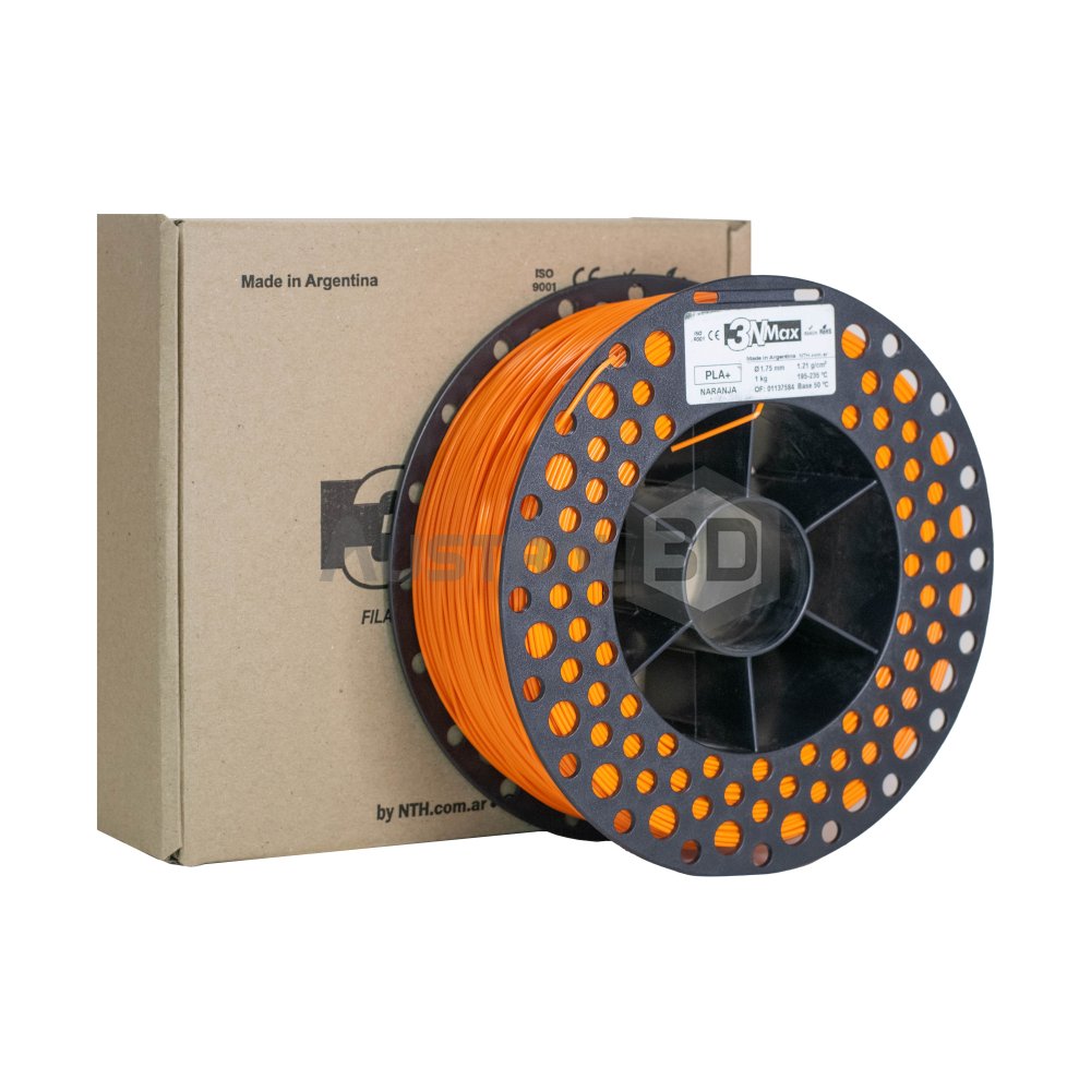 Filamento 3d 3NMAX Pla+ 1.75mm 1kg NARANJA