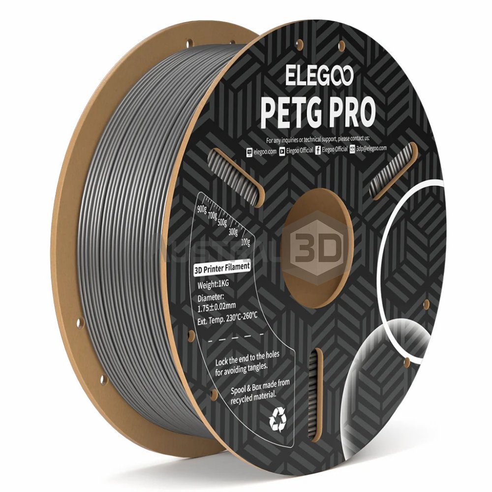 Filamento 3D ELEGOO PETG PRO 1.75mm 1kg GRIS PLATA