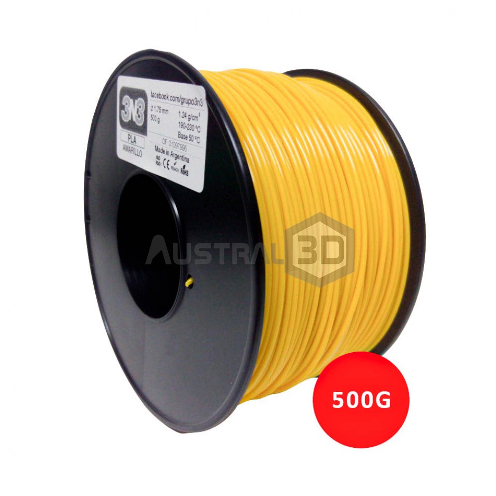 Filamento 3N3 PLA 1.75mm AMARILLO x500gr