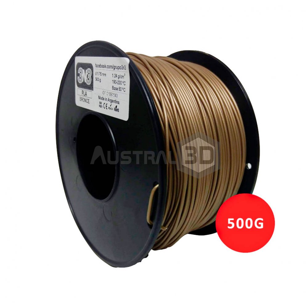 Filamento 3N3 PLA 1.75mm BRONCE x500gr