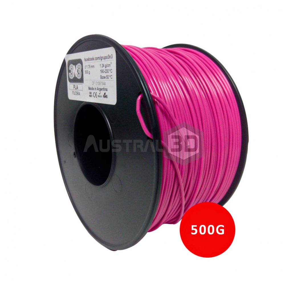 Filamento 3N3 PLA 1.75mm FUCSIA x500gr