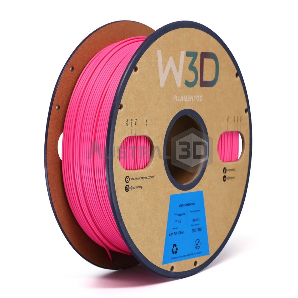 Filamento PLA Mate W3D 1kg MAGENTA