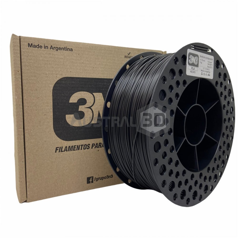 Filamento 3D 3n3 PLA NEGRO 1.75mm 1KG