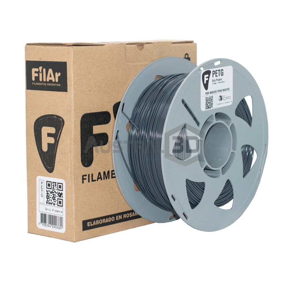 Filamento 3D PETG Filar 1.75Mm 1Kg GRIS PIZARRA