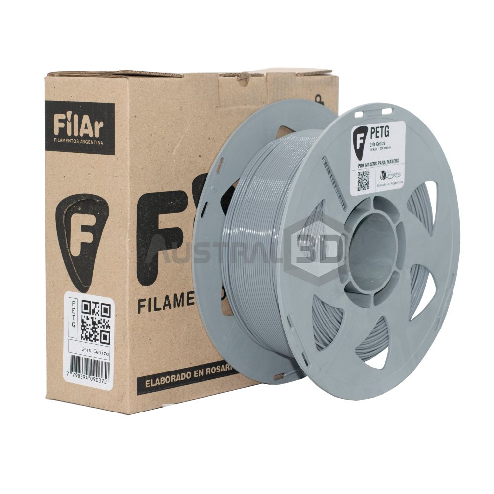 Filamento 3D PETG Filar 1.75Mm 1Kg GRIS CENIZA