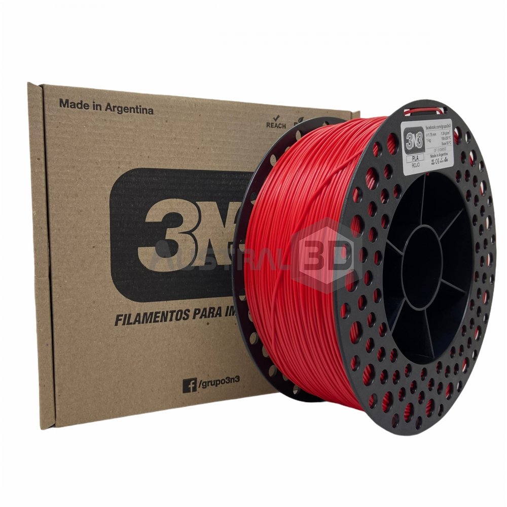 Filamento 3D 3n3 PLA ROJO 1.75mm 1KG