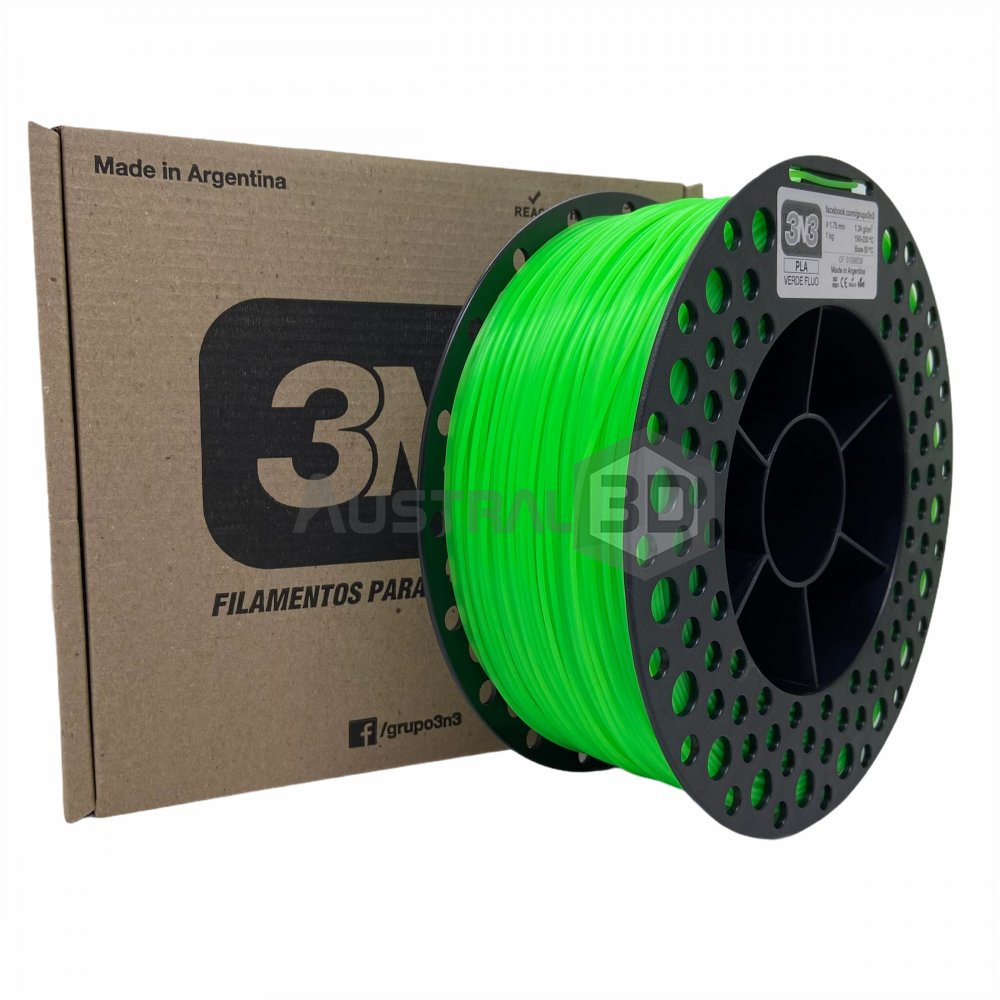 Filamento 3D 3n3 PLA VERDE FLUO 1.75mm 1KG