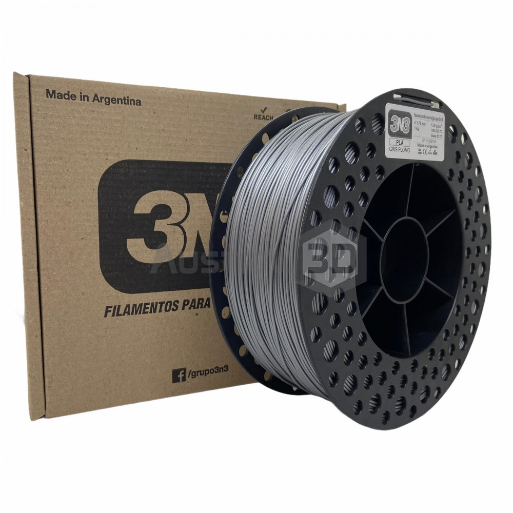 Filamento 3D 3n3 PLA GRIS PLOMO 1.75mm 1KG