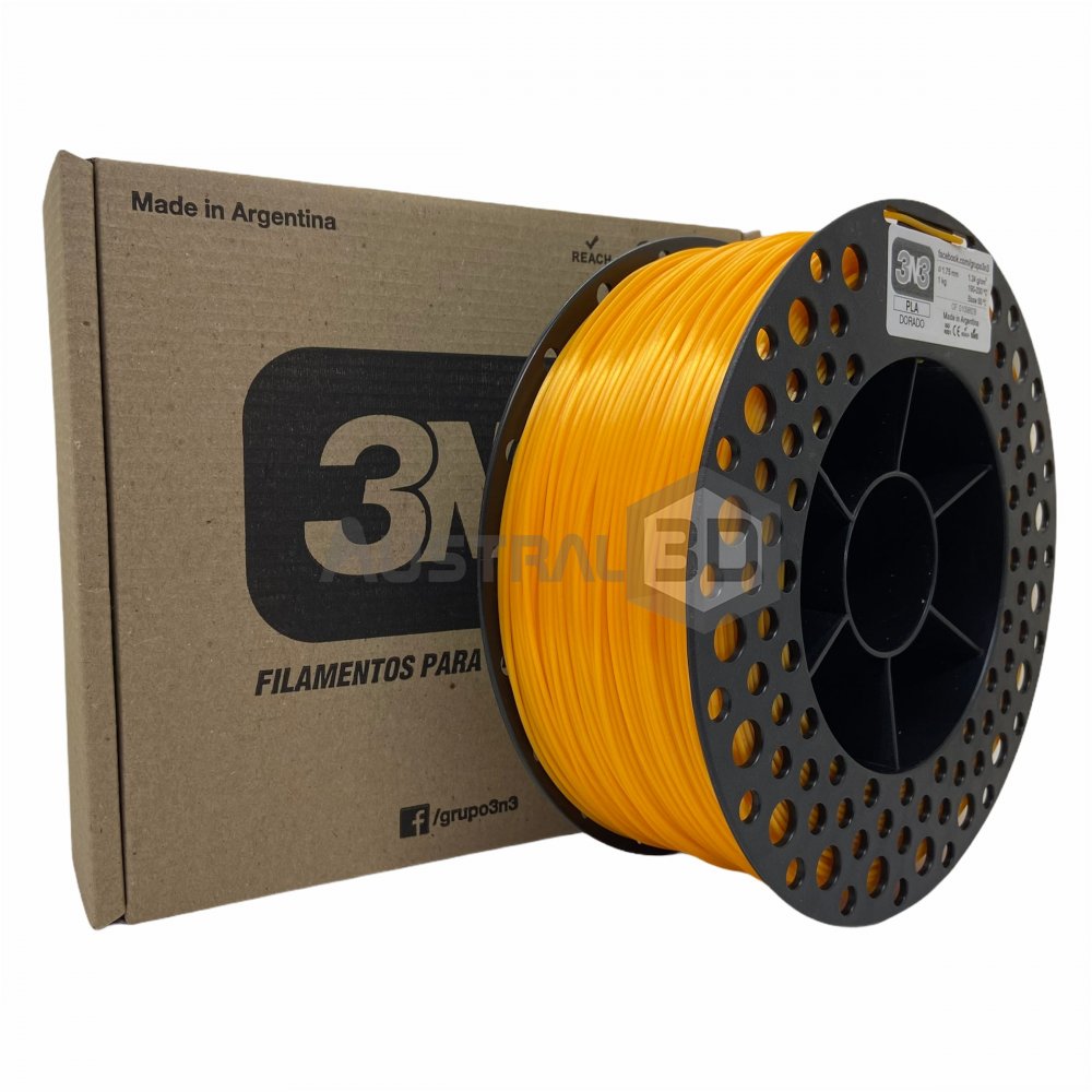 Filamento 3D 3n3 PLA DORADO 1.75mm 1KG