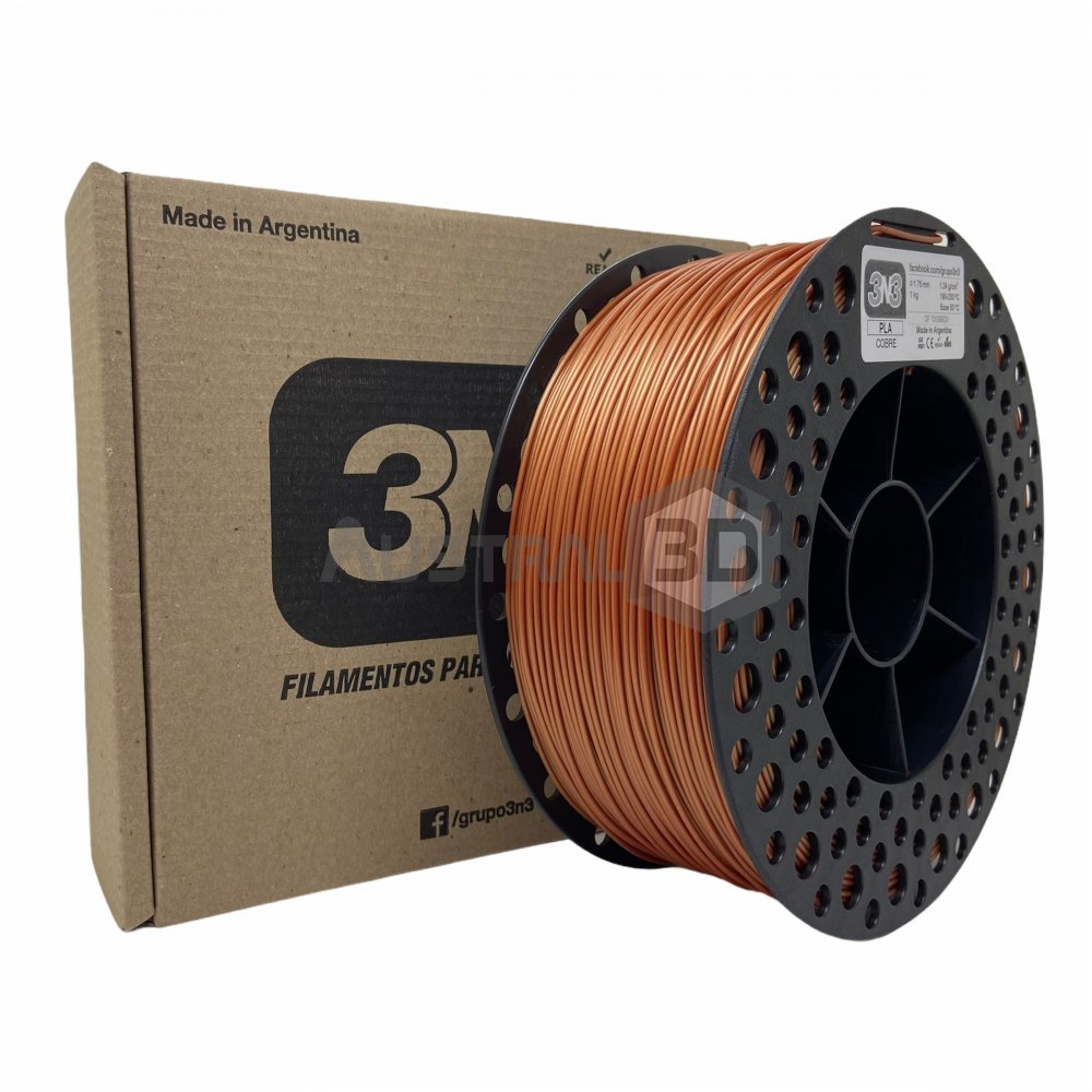 Filamento 3D 3n3 PLA COBRE 1.75mm 1KG