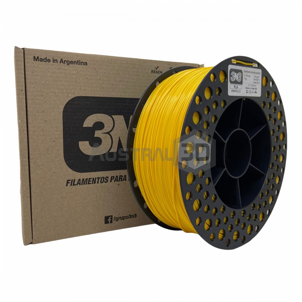 Filamento 3D 3n3 PLA AMARILLO 1.75mm 1KG