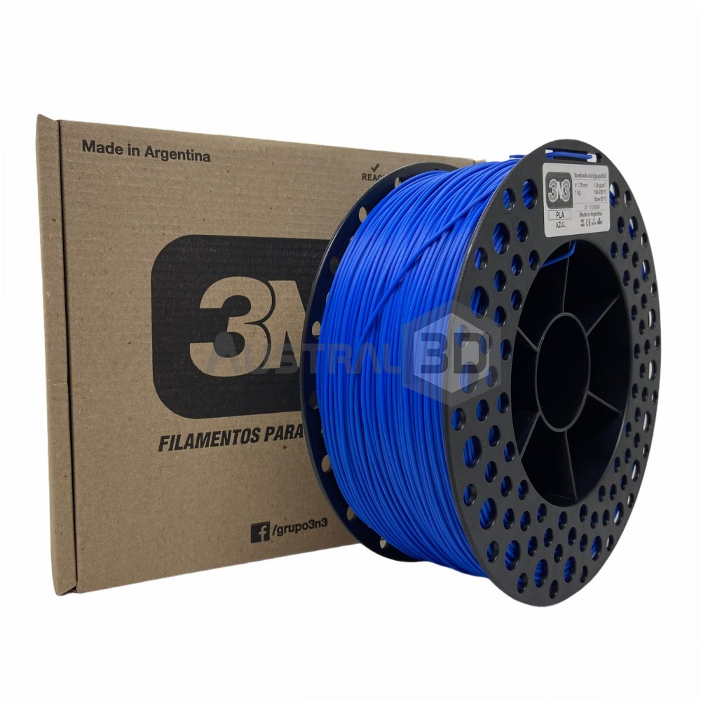 Filamento 3D 3n3 PLA AZUL 1.75mm 1KG