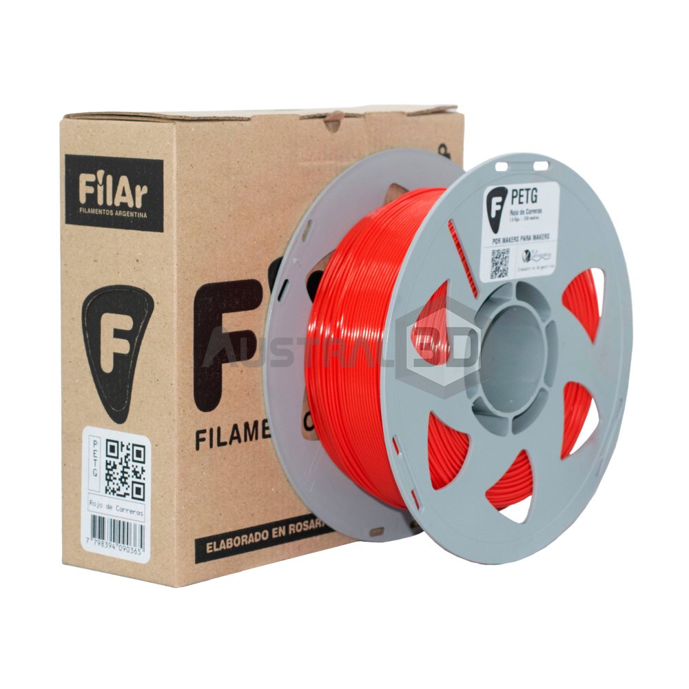 Filamento 3D PETG Filar 1.75Mm 1Kg ROJO DE CARRERAS