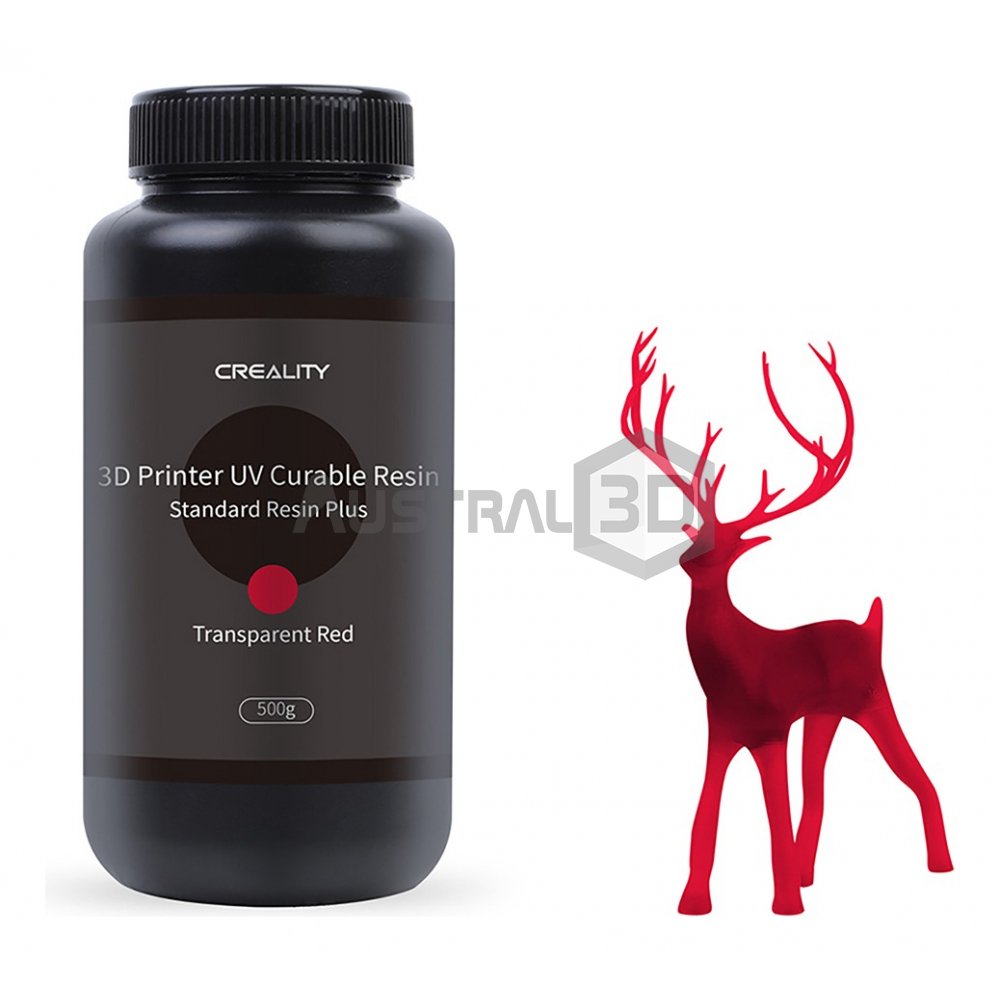 Resina Creality Dura Roja TRANSPARENTE Plus 500g Botella Plastica