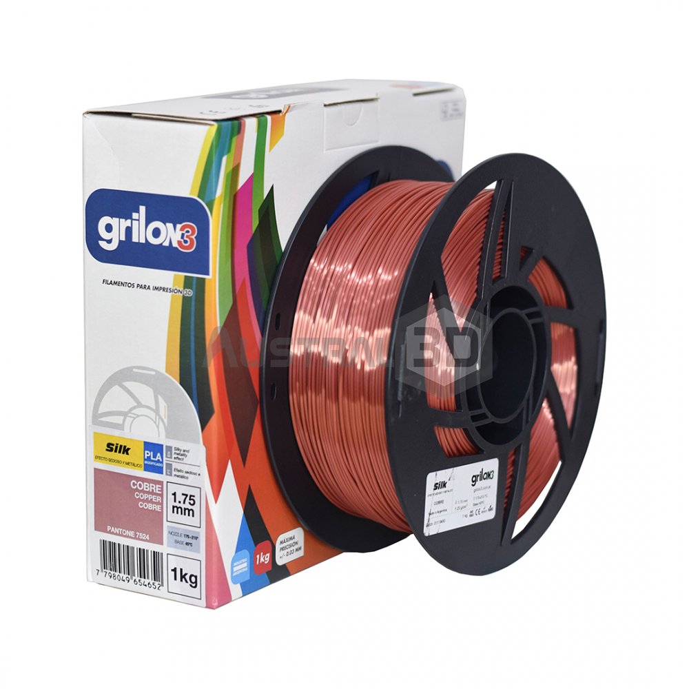 Filamento 3D PLA Silk (seda) 1.75mm Grilon3 1kg COBRE