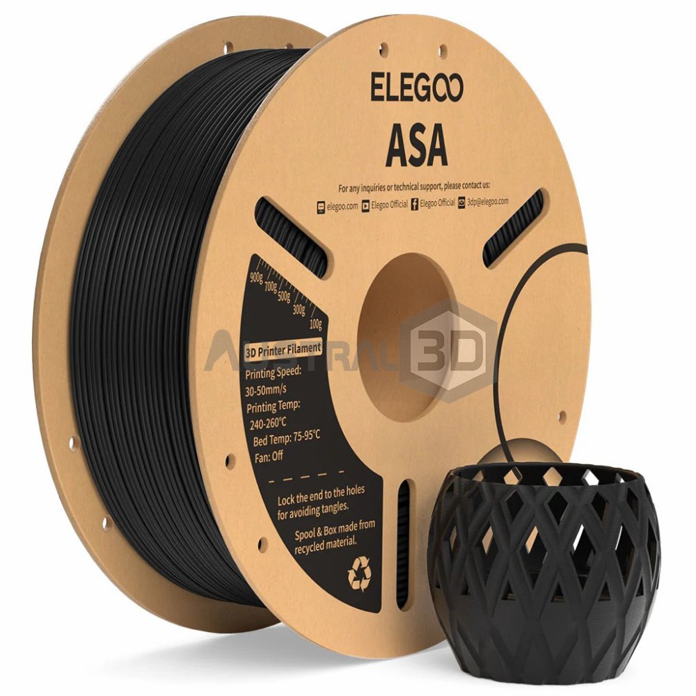 Filamento 3D ELEGOO ASA 1.75mm 1kg NEGRO