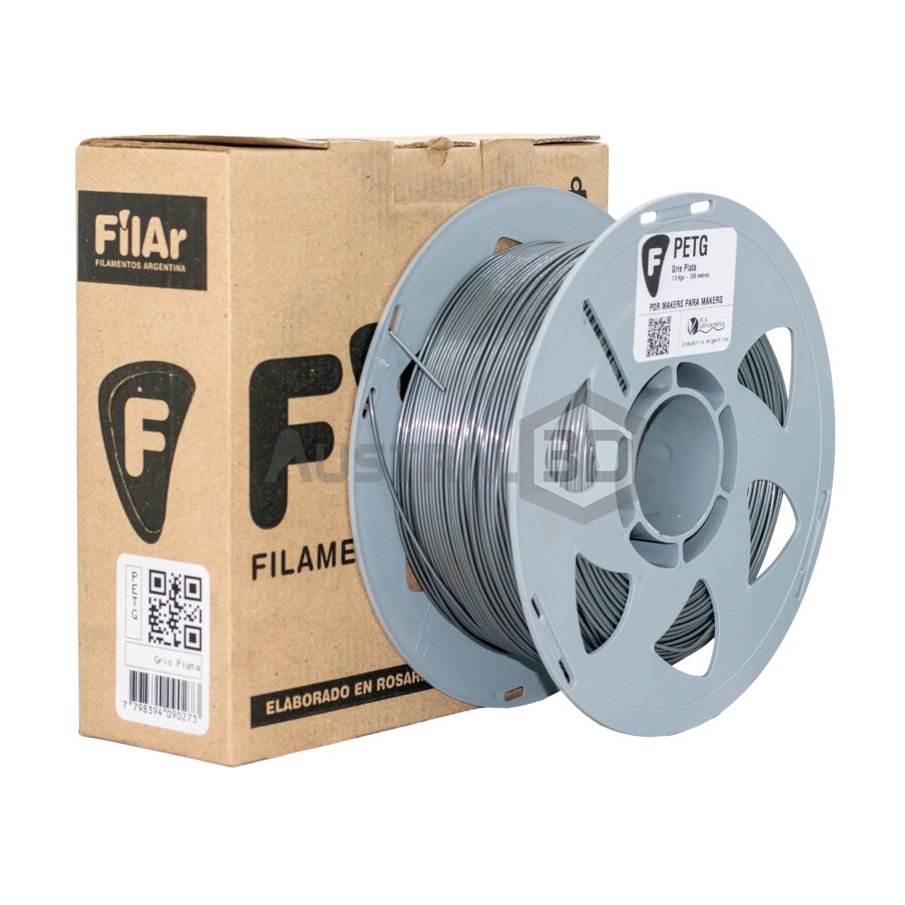 Filamento 3D PETG Filar 1.75Mm 1Kg GRIS PLATA
