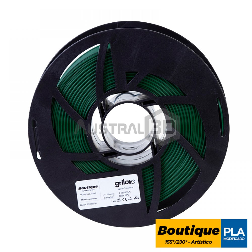Filamento Grilon3 PLA Boutique 1.75mm VERDE AVIADOR 1kg