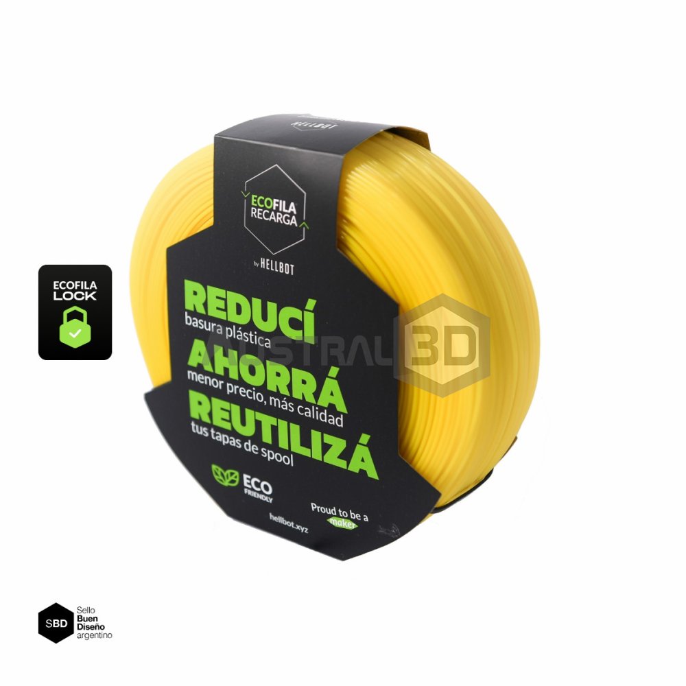 Filamento 3D RECARGA LOCK PLA 1.75 Hellbot 1kg AMARILLO