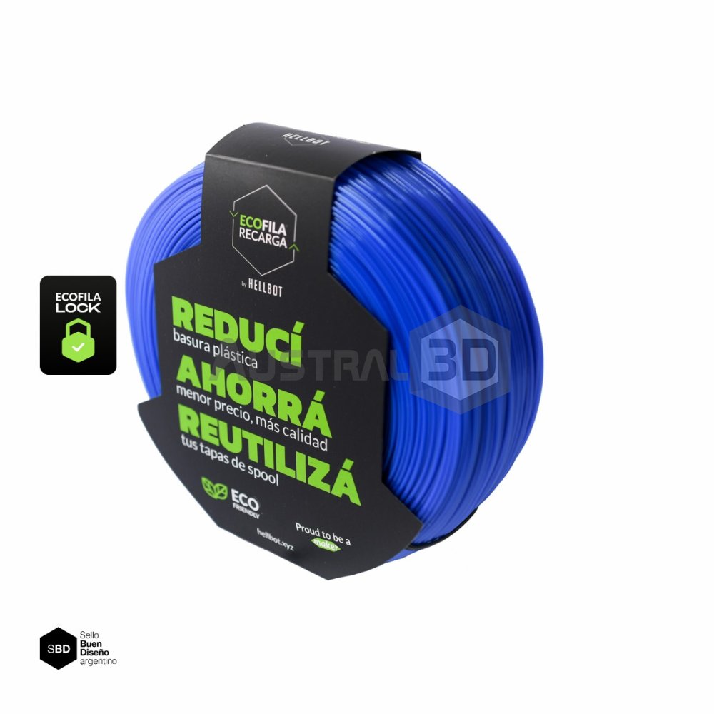 Filamento 3D RECARGA LOCK PLA 1.75 Hellbot 1kg AZUL