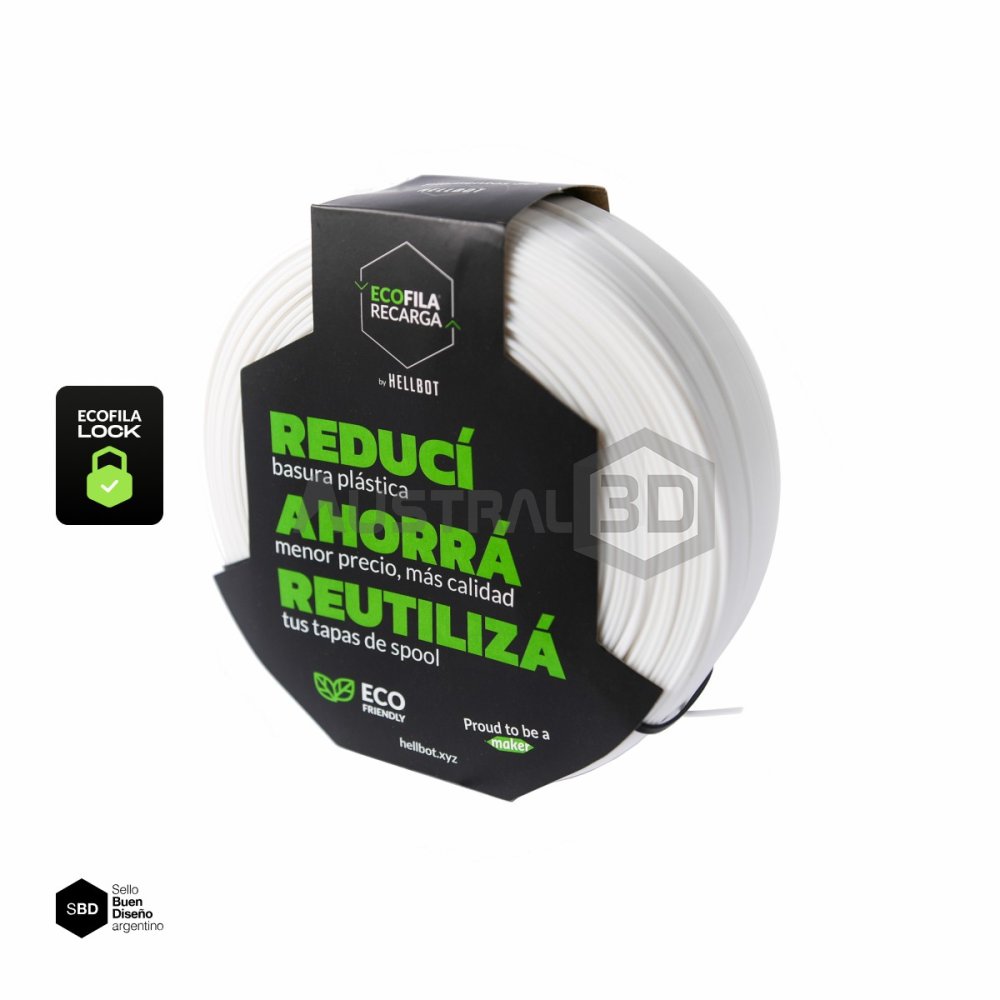 Filamento 3D RECARGA LOCK PLA 1.75 Hellbot 1kg BLANCO