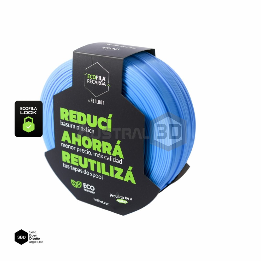 Filamento 3D RECARGA LOCK PLA 1.75 Hellbot 1kg CELESTE