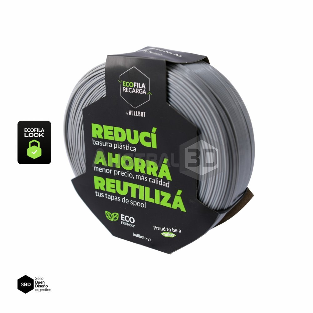 Filamento 3D RECARGA LOCK PLA 1.75 Hellbot 1kg GRIS