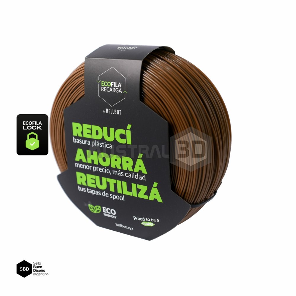 Filamento 3D RECARGA LOCK PLA 1.75 Hellbot 1kg MARRON