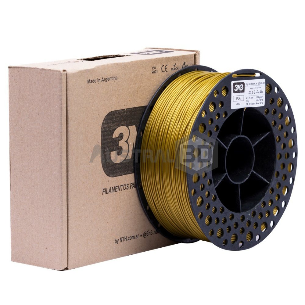 Filamento 3D 3n3 PLA ORO 1.75mm 1KG