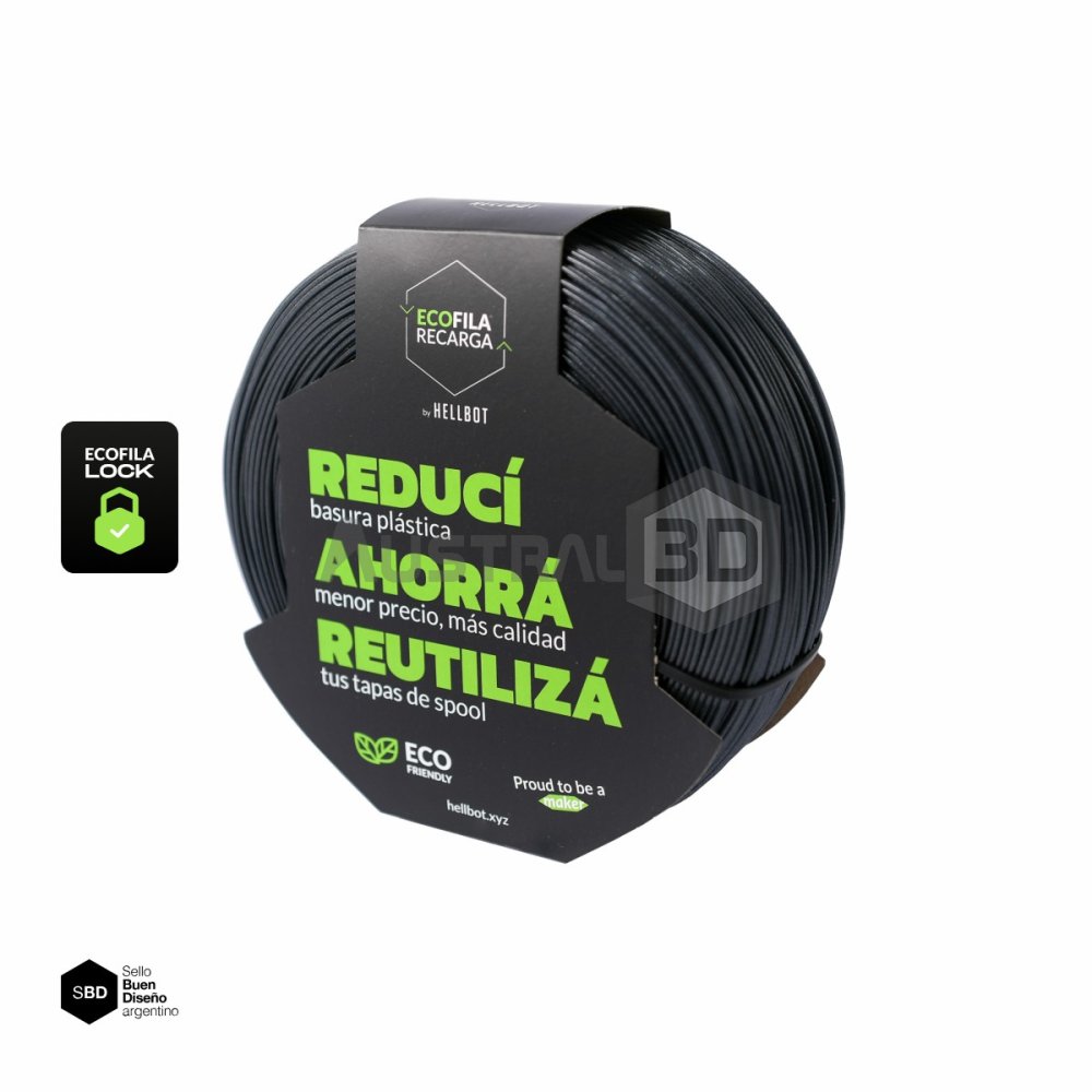 Filamento 3D RECARGA LOCK PLA 1.75 Hellbot 1kg Gris GRAFITO