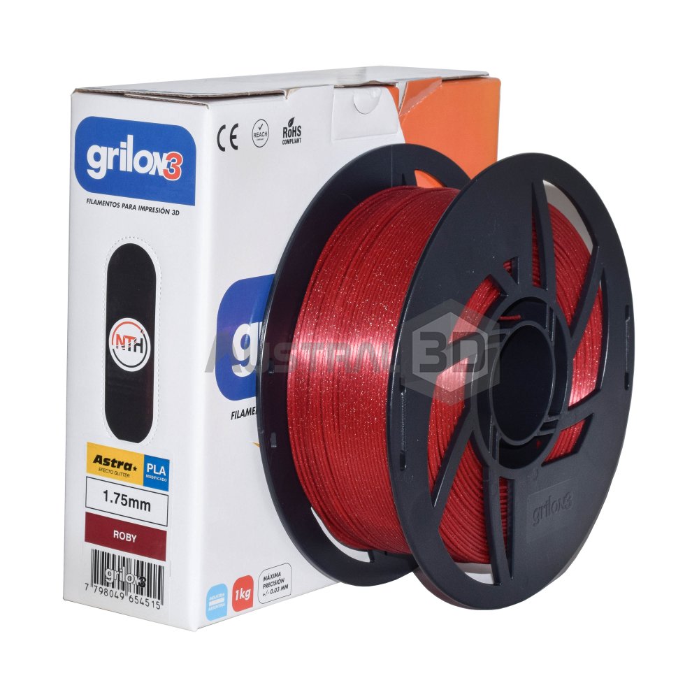 Filamento 3d PLA ASTRA Glitter 1,75mm 1kg ROBY