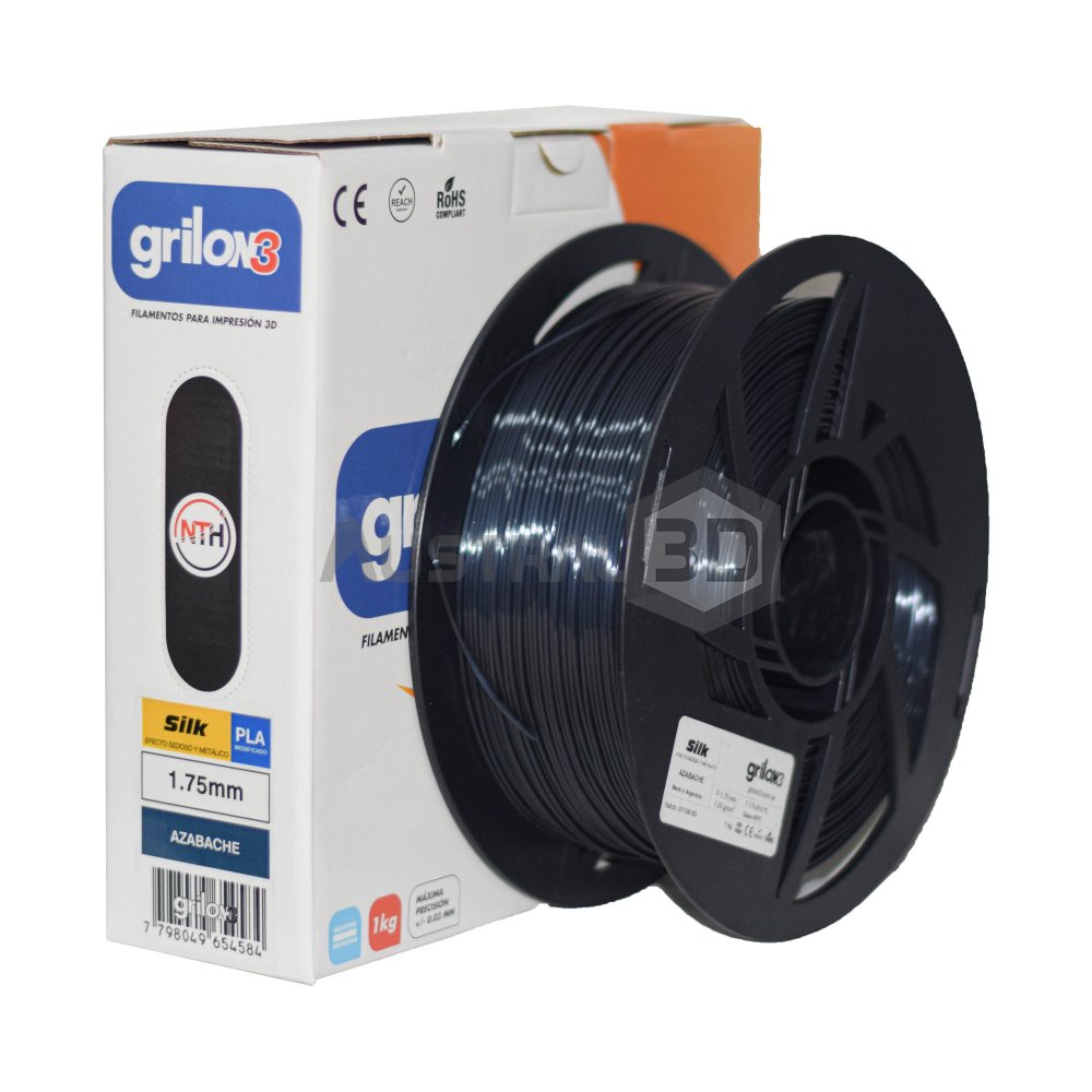 Filamento 3D PLA Silk (seda) 1.75mm Grilon3 1kg AZABACHE