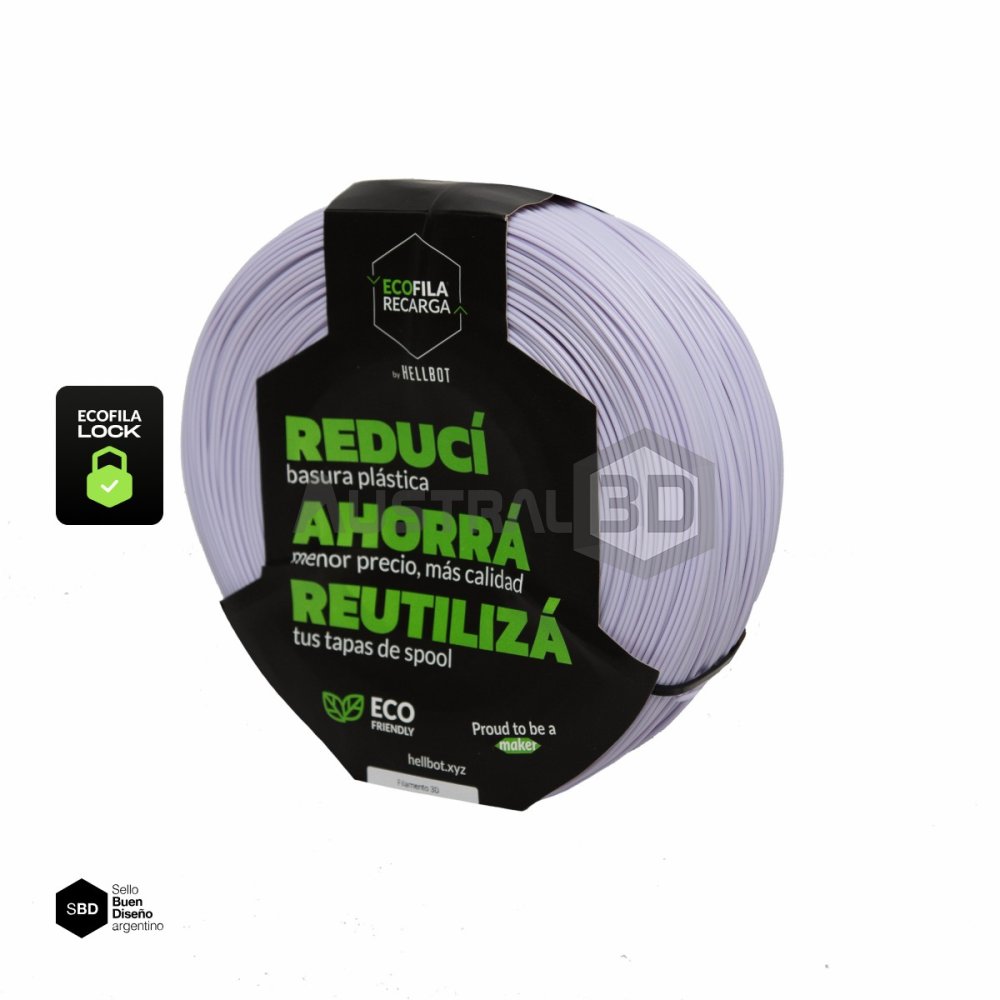 Filamento 3D RECARGA LOCK PLA 1.75 Hellbot 1kg LAVANDA PASTEL