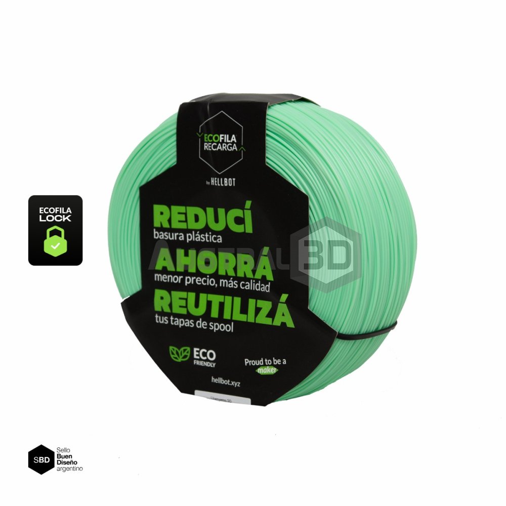Filamento 3D RECARGA LOCK PLA 1.75 Hellbot 1kg KIWI PASTEL