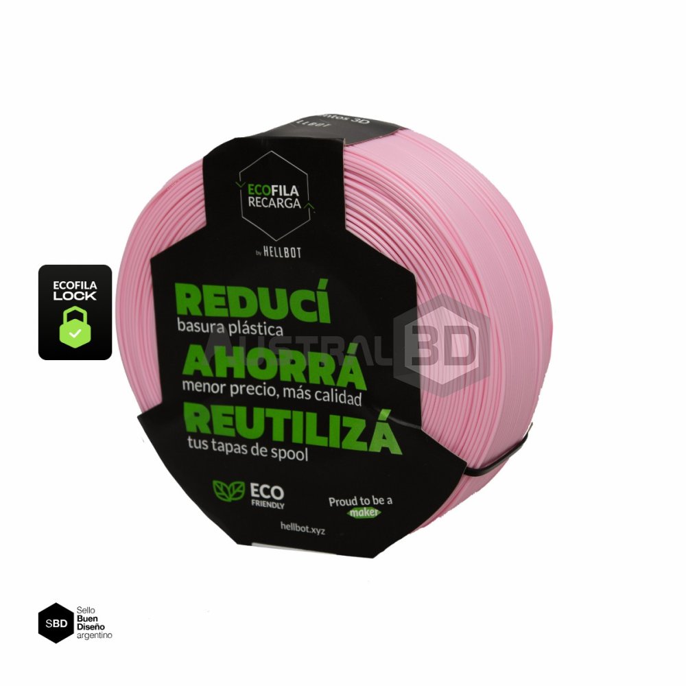 Filamento 3D RECARGA LOCK PLA 1.75 Hellbot 1kg ROSA PASTEL
