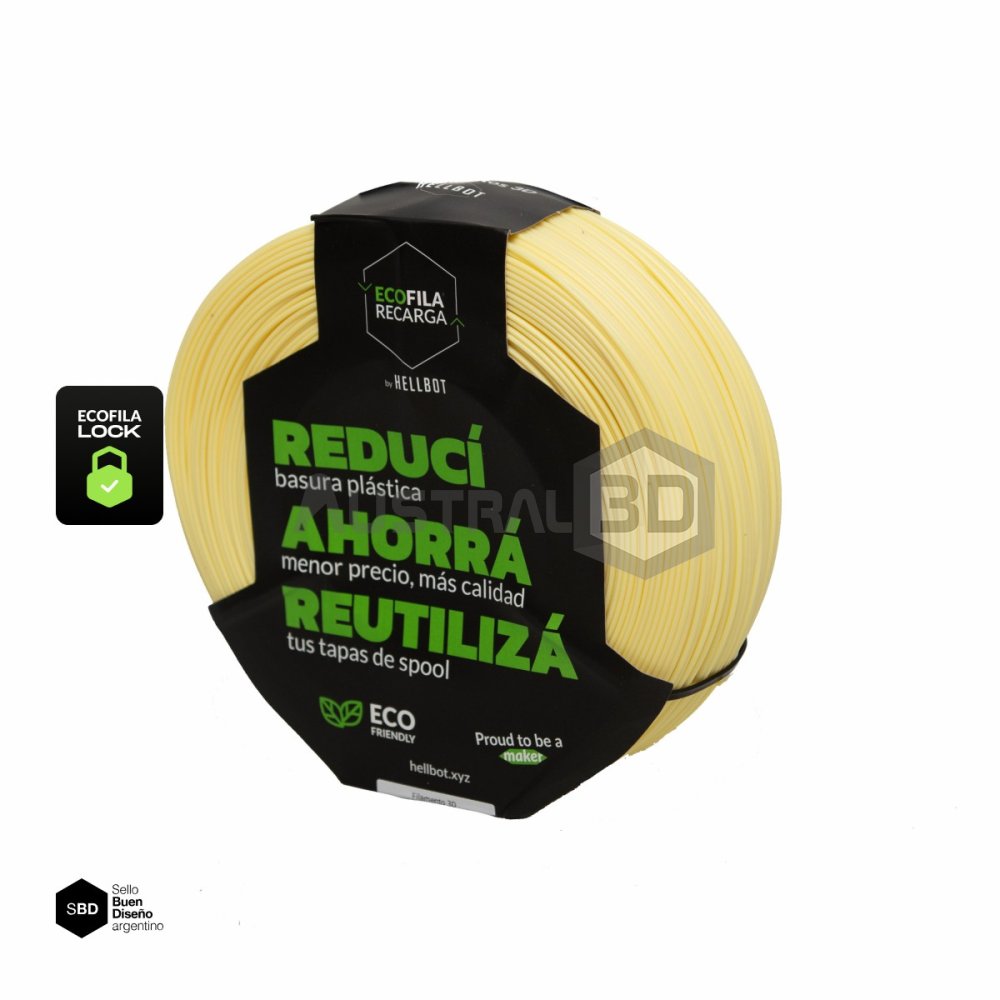 Filamento 3D RECARGA LOCK PLA 1.75 Hellbot 1kg VAINILLA PASTEL